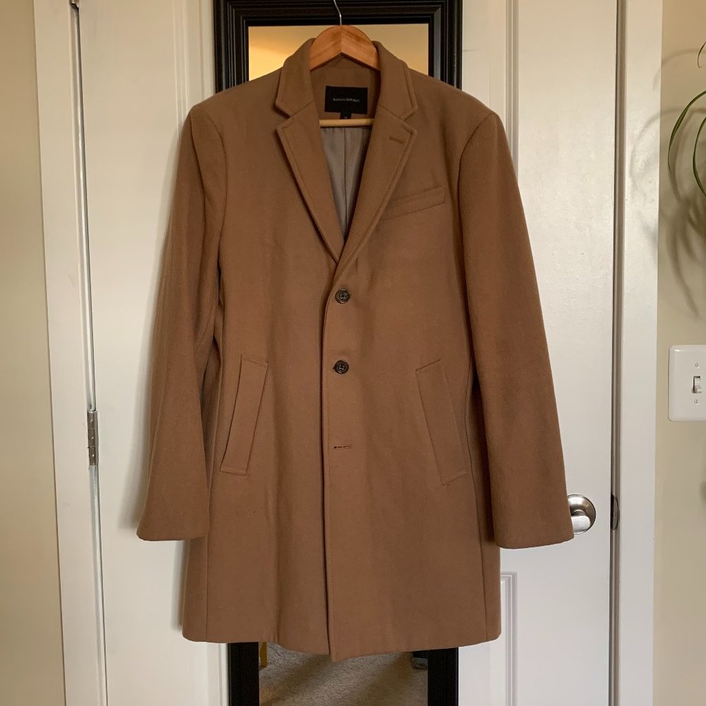 Banana Republic Wool Topcoat Carcoat Size Medium Tan